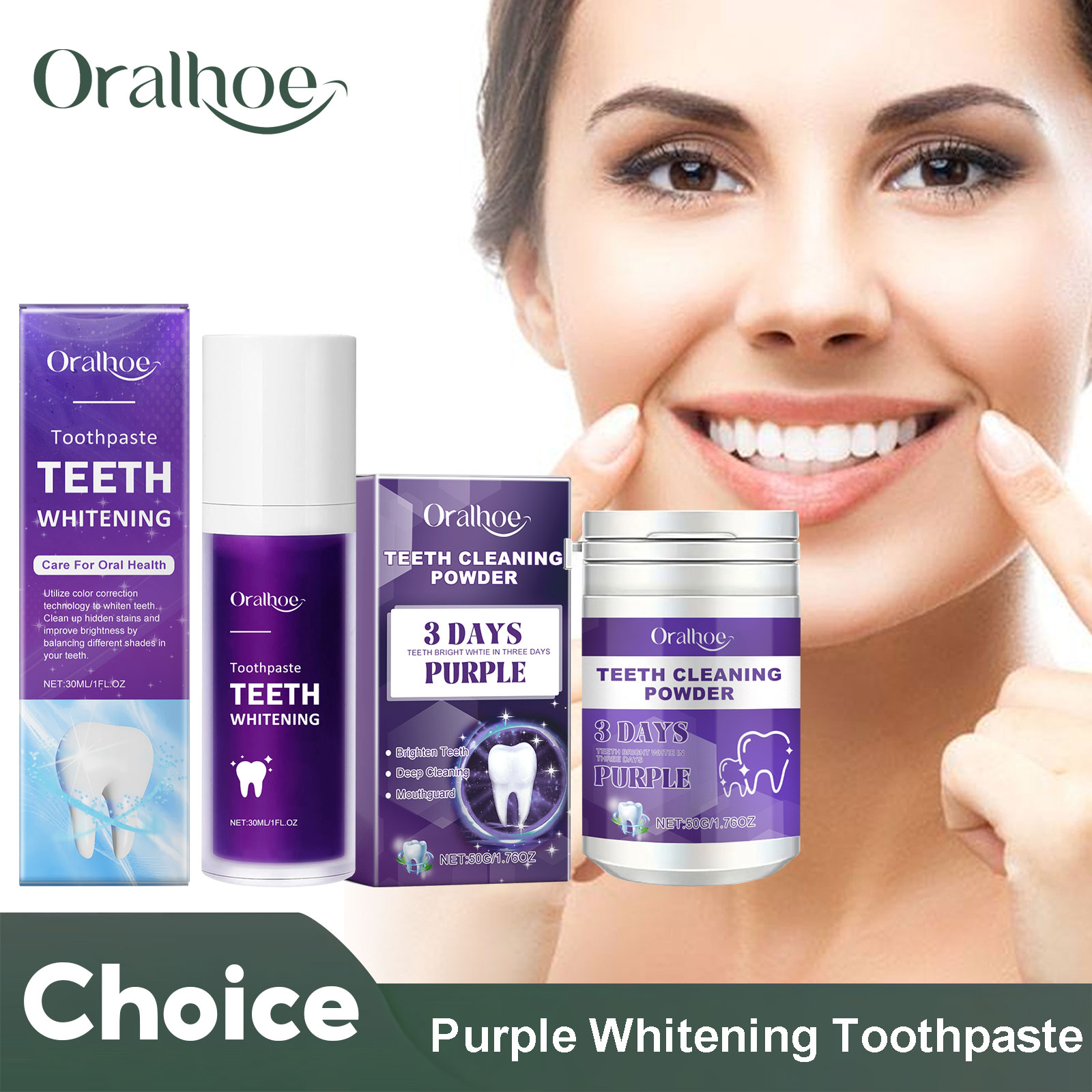 Purple Toning Shampoo - Correttore viola Dentifricio sbiancante Pulizia profonda